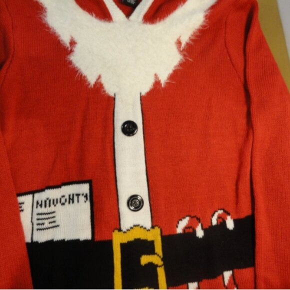 RUE 21 RED WOMENS szSMALL UGLY CHRISTMAS SWEATER WITH HOOD LD 6888 - Picture 4 of 10